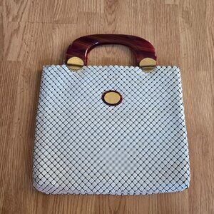 Vintage Whiting & Davis White Mesh Tote with Tortoise Handles